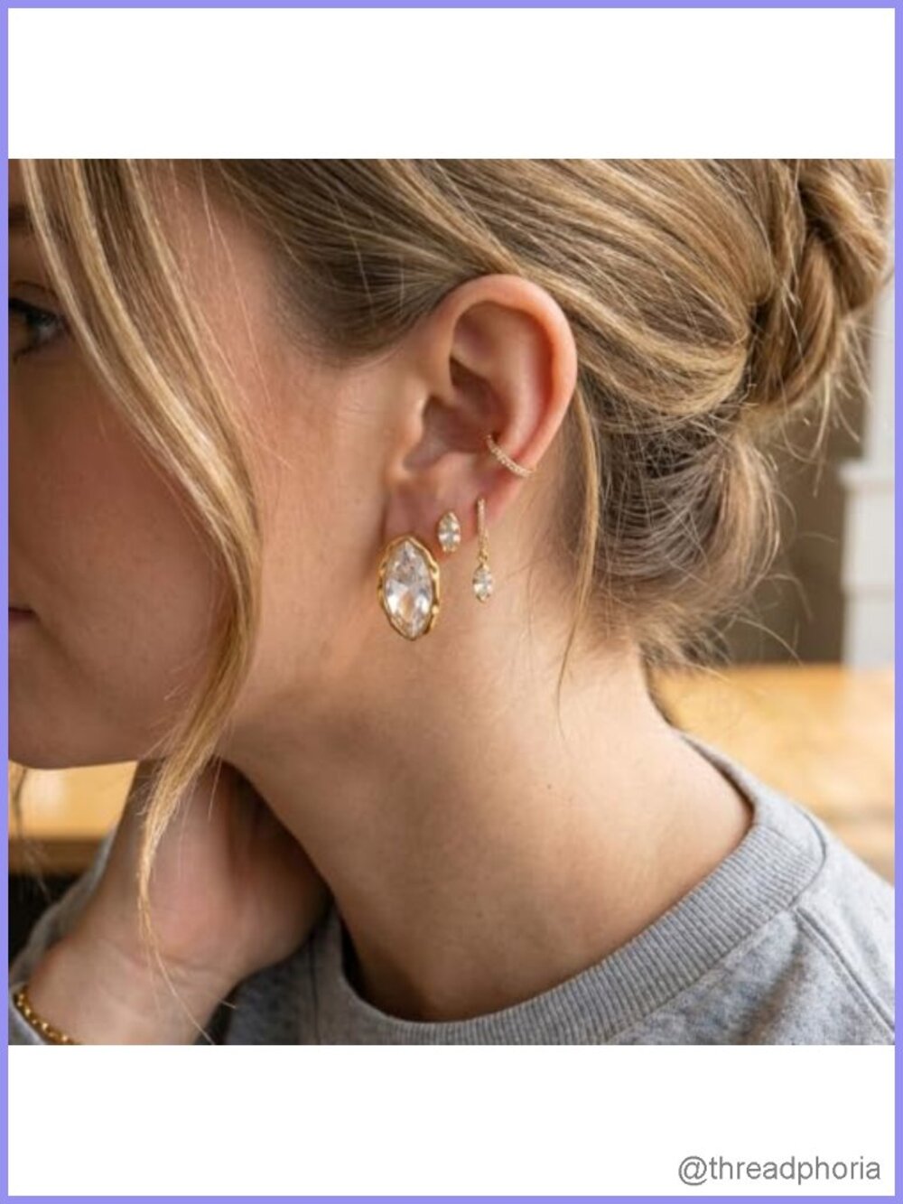 Chunky Gold Cubic Zirconia Stud Earrings for Women